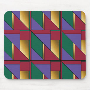 Geometric Pattern Gold Purple Green Red Mouse Pad