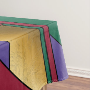 Geometric Pattern Gold Purple Green Red Tablecloth
