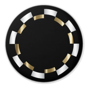Geometric Pattern   Gold, White & Black Ceramic Knob