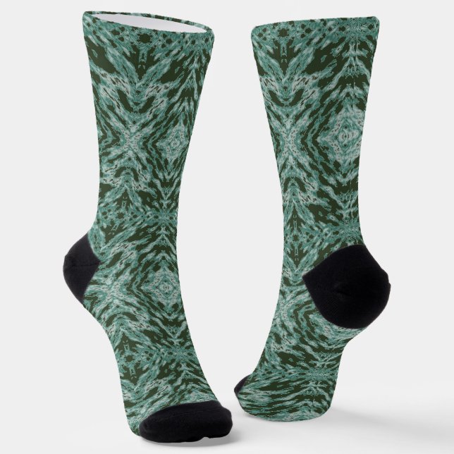 Geometric Pattern Green Socks (Angled)