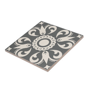 Geometric Pattern Grey Black White Decorative  Tile