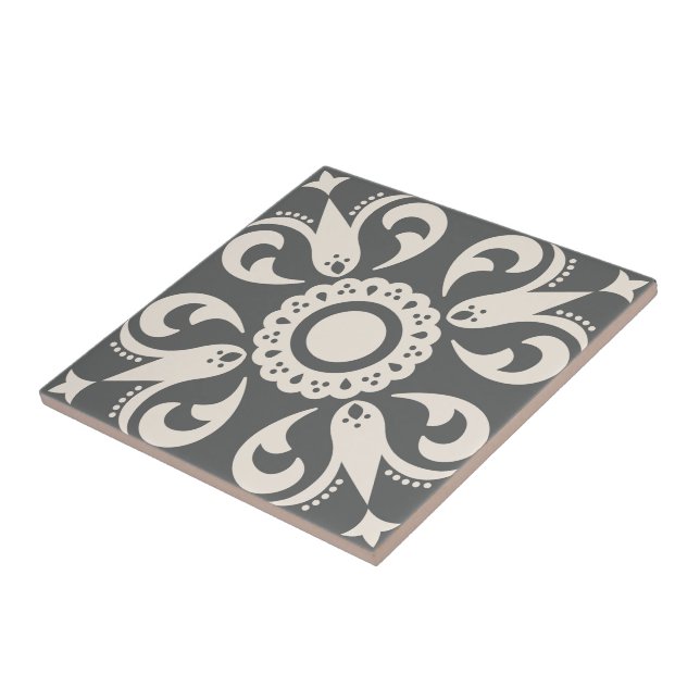 Geometric Pattern Grey Black White Decorative  Tile (Side)