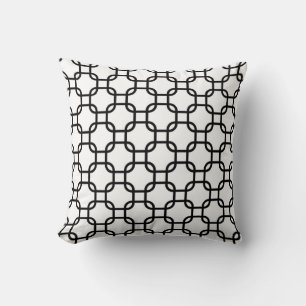 Geometric Pattern I Black and White Throw Pillow