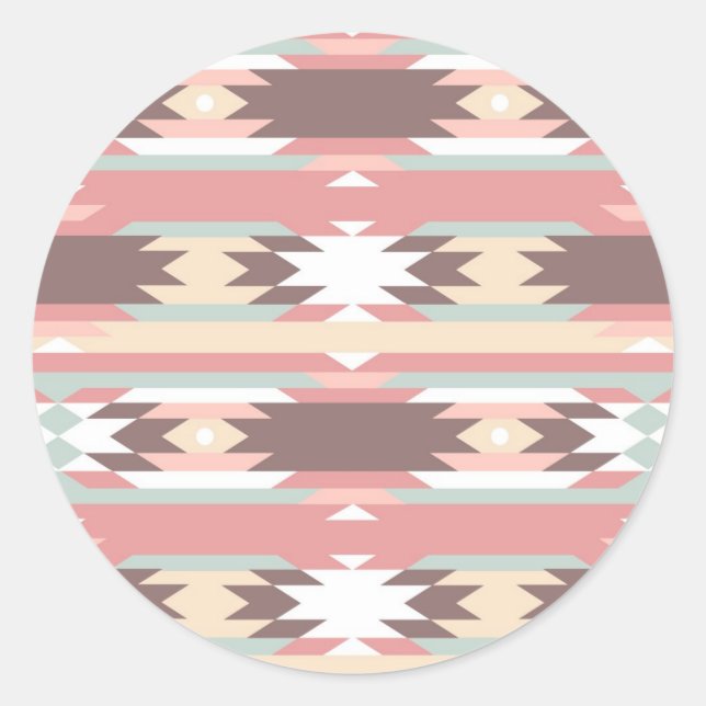 Geometric pattern in aztec style 2 classic round sticker (Front)