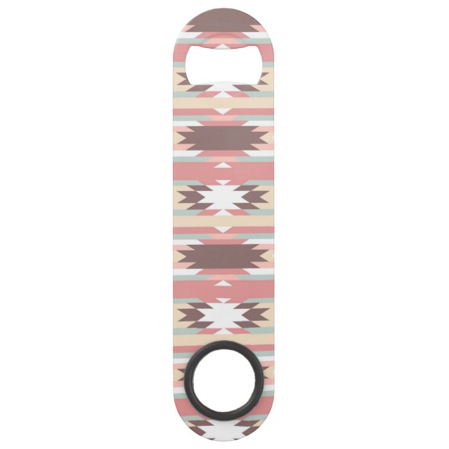 Geometric pattern in aztec style 2 speed bottle opener (Front)