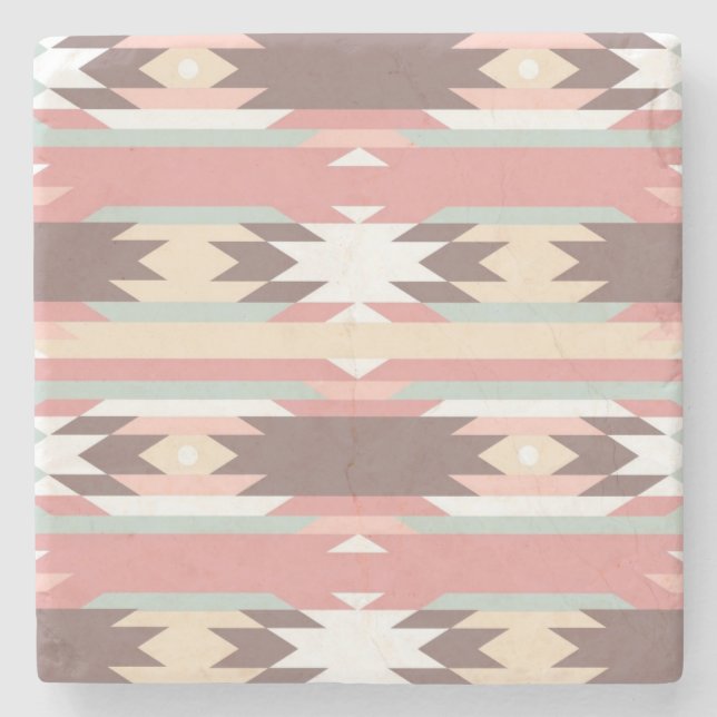Geometric pattern in aztec style 2 stone coaster (Front)