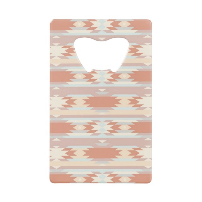 Geometric pattern in aztec style 3 credit card bottle opener (Front)