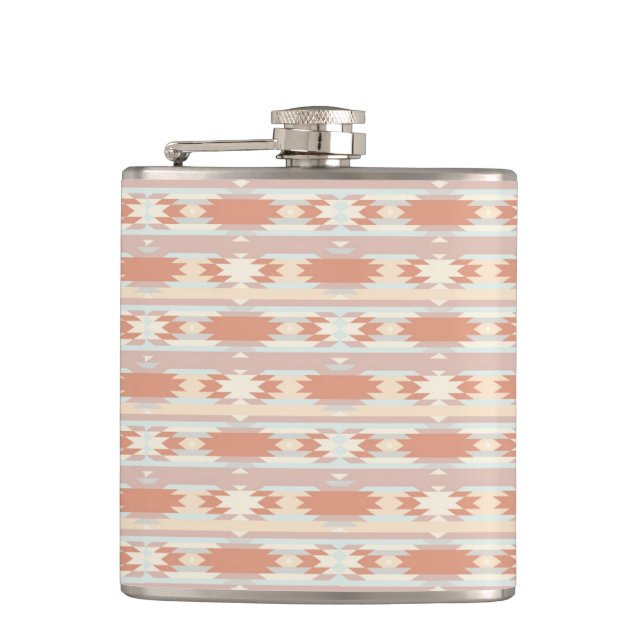 Geometric pattern in aztec style 3 hip flask (Front)