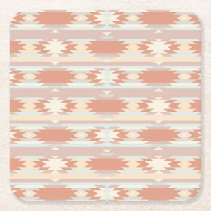 Geometric pattern in aztec style 3 square paper coaster