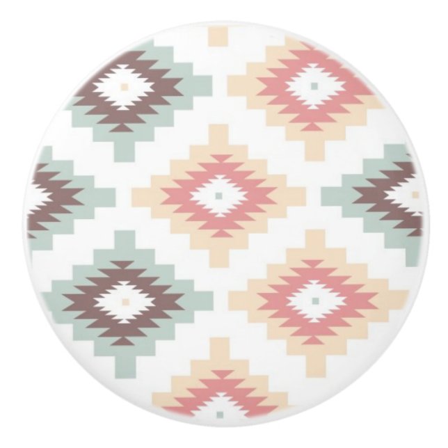 Geometric pattern in aztec style ceramic knob (Front)