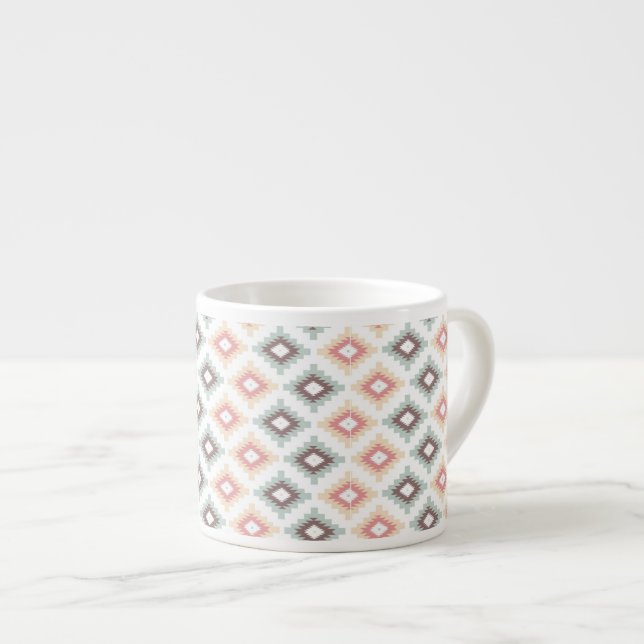 Geometric pattern in aztec style espresso cup (Front Right)