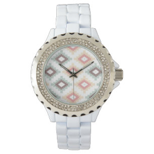 Geometric pattern in aztec style watch