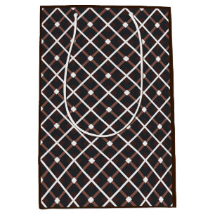 Geometric Pattern in Black and Warm Brown Tones Medium Gift Bag