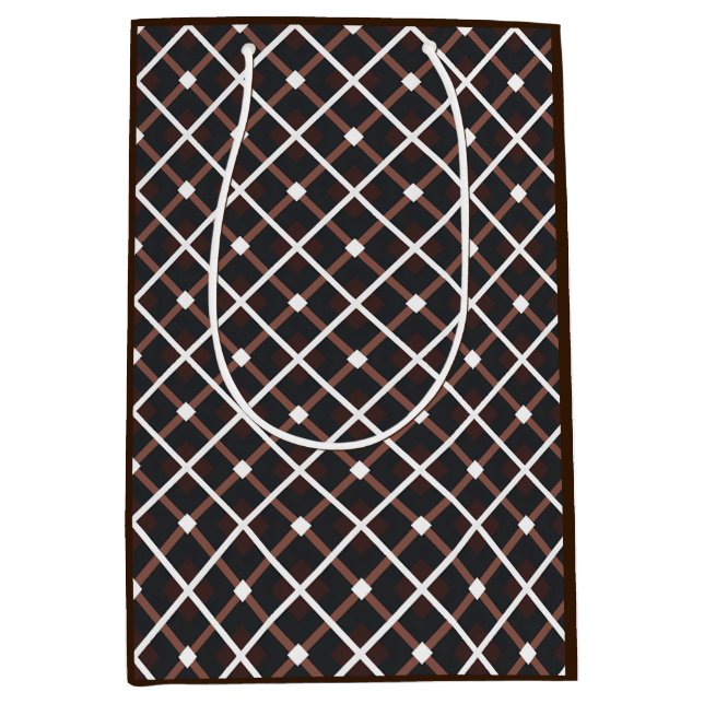 Geometric Pattern in Black and Warm Brown Tones Medium Gift Bag (Front)