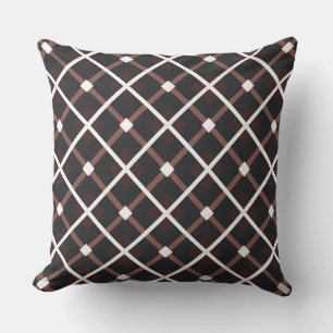 Geometric Pattern in Black and Warm Brown Tones Throw Pillow