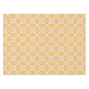 Geometric pattern in blue and orange diamond shape tablecloth
