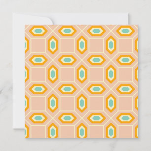 Geometric pattern in blue and orange diamond shape thank you card