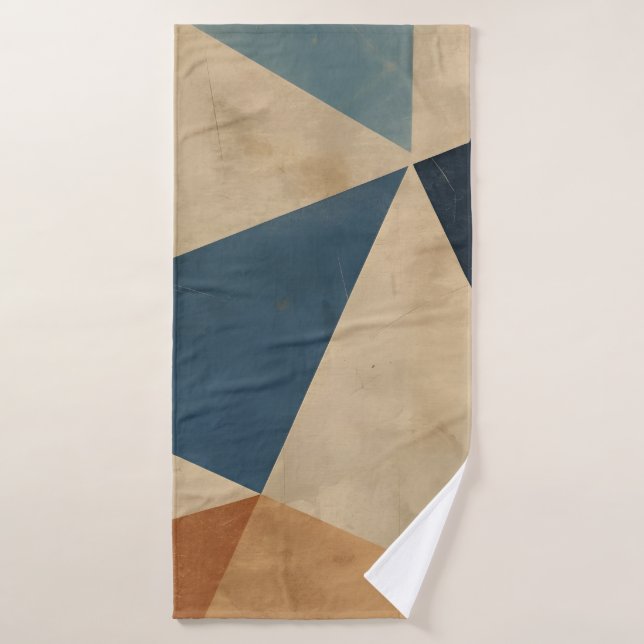 Geometric Pattern in Blues, Tans, and Rust Bath Towel Set (Bath Towel)