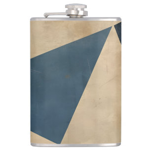 Geometric Pattern in Blues, Tans, and Rust Hip Flask