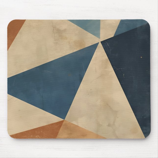 Geometric Pattern in Blues, Tans, and Rust Mouse Pad (Front)