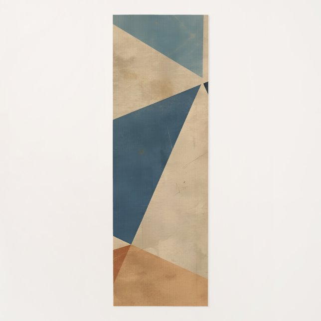Geometric Pattern in Blues, Tans, and Rust Yoga Mat (Front)