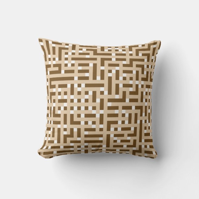 Geometric Pattern in Brown, Beige and White. Throw Pillow (Front)