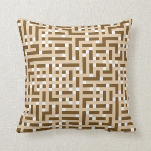 Geometric Pattern in Brown, Beige and White. Throw Pillow