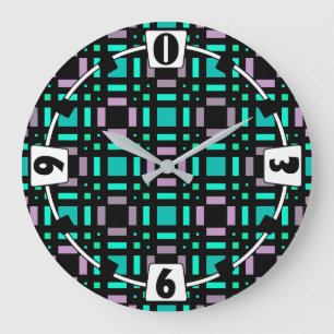 Geometric pattern in green and geometric colors pl large clock