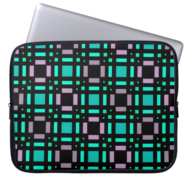 Geometric pattern in green and geometric colours p laptop sleeve (Front)