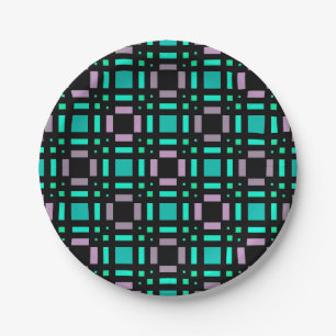 Geometric pattern in green and geometric colours p paper plate