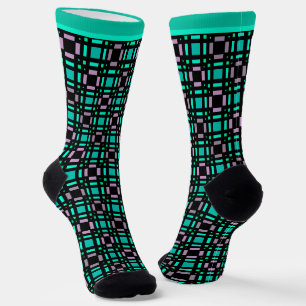 Geometric pattern in green and geometric colours p socks