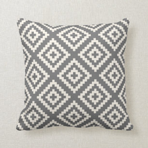Geometric Pattern in Grey and Cream Throw Pillow