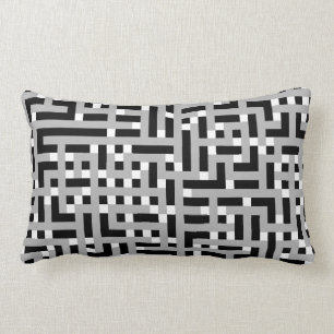 Geometric Pattern in Grey, Black and White. Lumbar Pillow