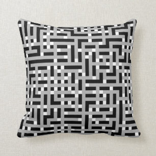 Geometric Pattern in Grey, Black and White. Throw Pillow