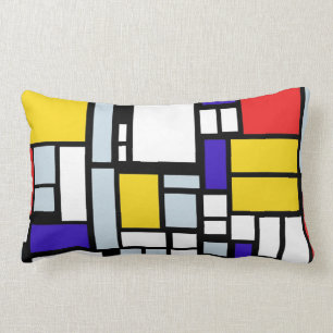 Geometric Pattern in Primary Colour, Throw Pillow