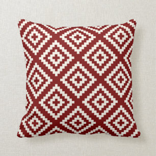 Geometric Pattern in Red Throw Pillow