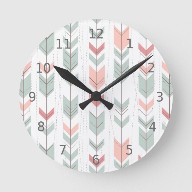 Geometric pattern in retro style round clock (Front)