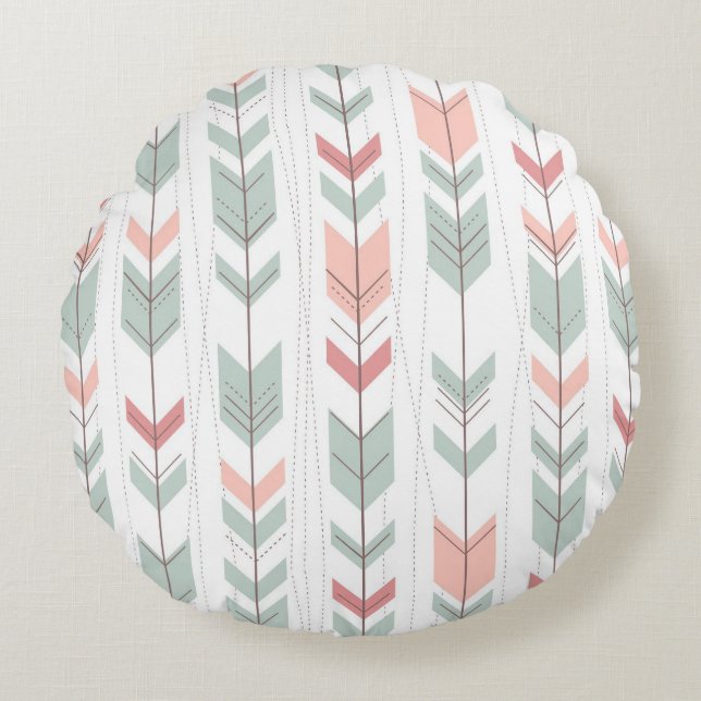 Geometric pattern in retro style round pillow (Front)