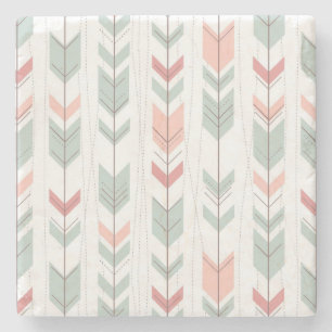 Geometric pattern in retro style stone coaster