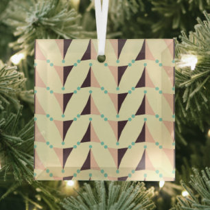 Geometric pattern in retro vibe glass ornament