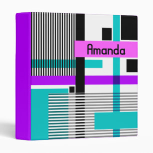 geometric pattern in striped and neon colours binder