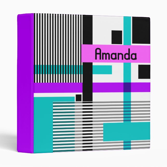 geometric pattern in striped and neon colours binder (Front/Spine)