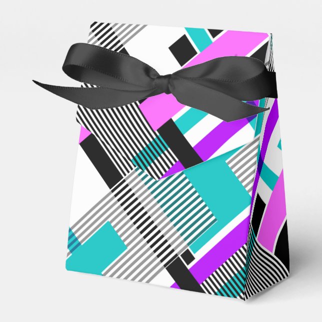 geometric pattern in striped and neon colours favor box (Front Side)
