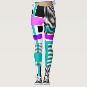 geometric pattern in striped and neon colours leggings