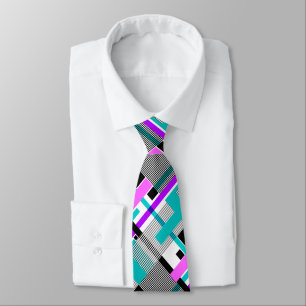 geometric pattern in striped and neon colours tie