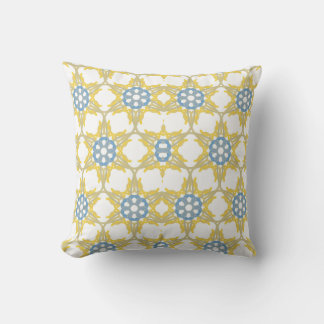 Geometric Pattern In Yellow, White And Blue. Throw Pillow