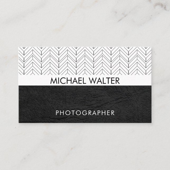 Geometric Pattern | Leather | Boho Pattern Business Card (Front)