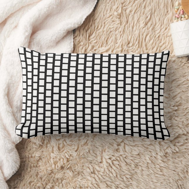 Geometric Pattern Modern Black and White Lumbar Pillow (Blanket)