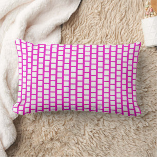 Geometric Pattern Modern Hot Pink and White Lumbar Pillow