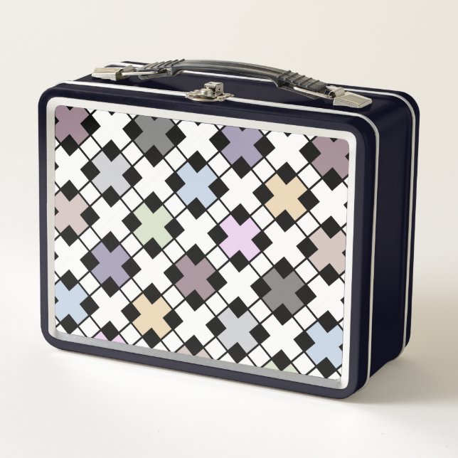 Geometric pattern multicolored metal lunch box (Front)